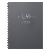 Strak Leigrijs Zakelijk Professioneel Monogram Notitieboek (Voorkant)