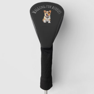 Strak mat zwart Corgi 'Kwispelend voor Birdies' Golfheadcover