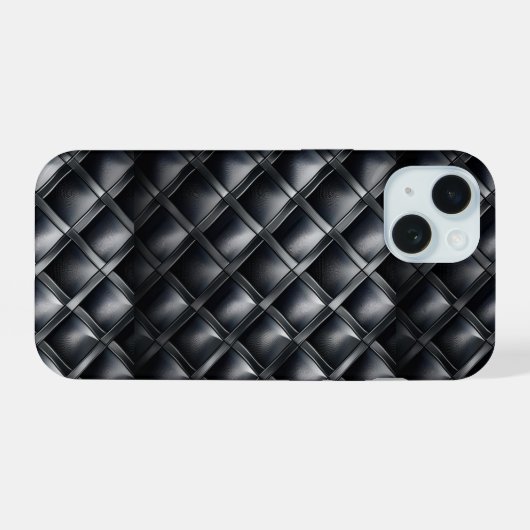 Strak Metaalgrijs & Zwart iPhone 15 Case (Achterkant horizontaal)