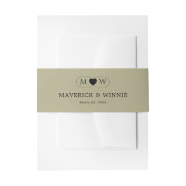 Strak Minimalistisch Modern Trouw Sage Groen Uitnodigingen Wikkel