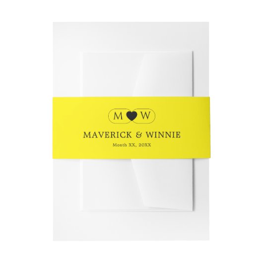 Strak Minimalistisch Modern Trouwen Helder Geel Uitnodigingen Wikkel (Voorkant Voorbeeld)