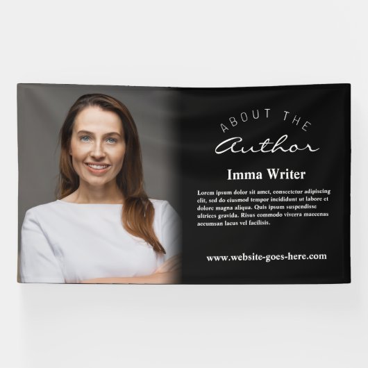 Strak Minimalistisch Over de Auteur Afbeelding & B Spandoek (Horizontaal)