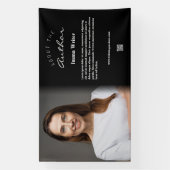 Strak Minimalistisch Over de Auteur met Bio en QR Spandoek (Verticaal)