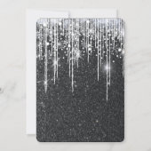 Strak Minimalistisch Zwart Zilver Glitter Kerstmis Feestdagenkaart (Achterkant)