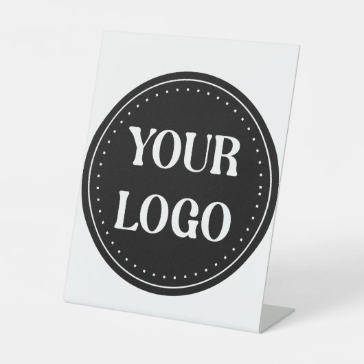 Strak, modern, gepolijst en aanpasbaar reclamebord met voetstuk (Voorkant)