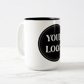 Strak, modern, gepolijst en aanpasbaar tweekleurige koffiemok (Voorkant links)