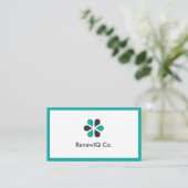 Strak Modern Minimaal Esthetisch Schoon Wit Teal Visitekaartje (Staand voorkant)