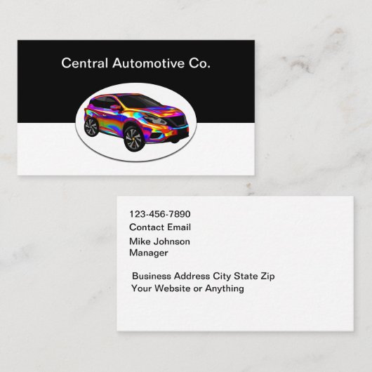 Strak modern ontwerp voor autohandel visitekaartje (Voorkant / Achterkant)
