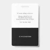 Strak modern personeelsfoto naam barcode ID Badge (Achterkant)