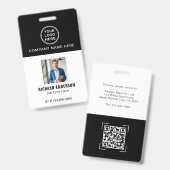 Strak Modern Werknemer Foto Naam QR Code ID Badge (Voor- en achterkant)