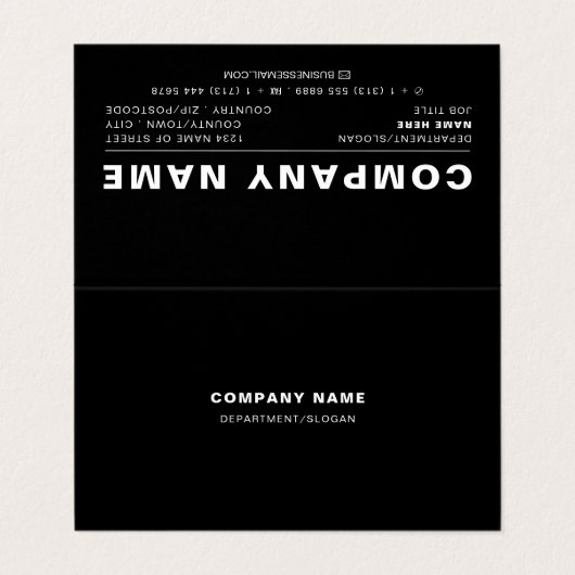 Strak Modern - Zwart & Wit - Dubbele Loyaliteit Visitekaartje (Buitenkant ongevouwen)