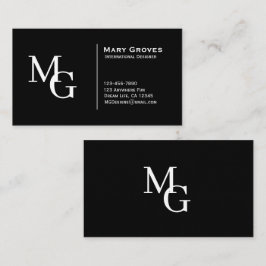 Strak modern zwart-wit typografie visitekaartje