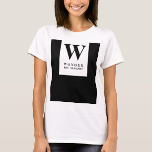 Strak Nieuw Gehuwd Monogram   Zwarte Minimalistisc T-shirt