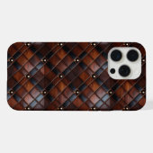 Strak Notenhout en Leer iPhone Hoesje (Achterkant horizontaal)