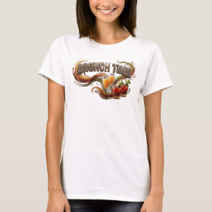 Strak oranje BRUNCH TIJD 3D tekstkunst T-shirt