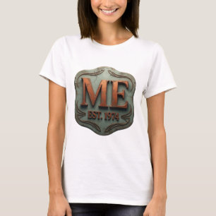 Strak oranje ME EST 1974 aangepast ontwerp T-shirt