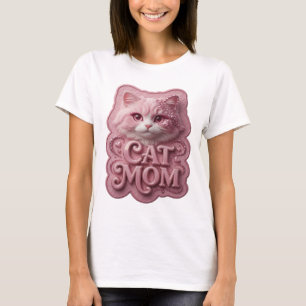 Strak roze CAT MOM T-shirt ontwerp