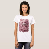 Strak roze CAT MOM T-shirt ontwerp (Voorkant volledig)