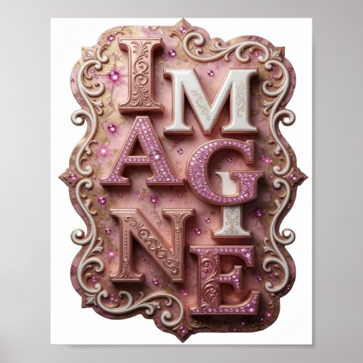 Strak Roze IMAGINE Poster (Voorkant)