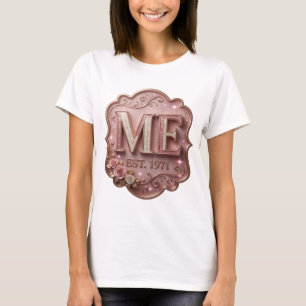 Strak roze ME EST 1971 Strak ontwerp T-shirt