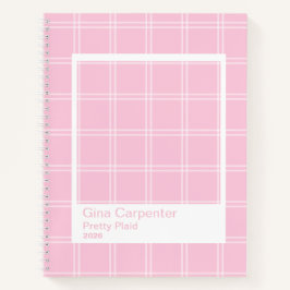 Strak roze ruitjes transparant frame notitieboek
