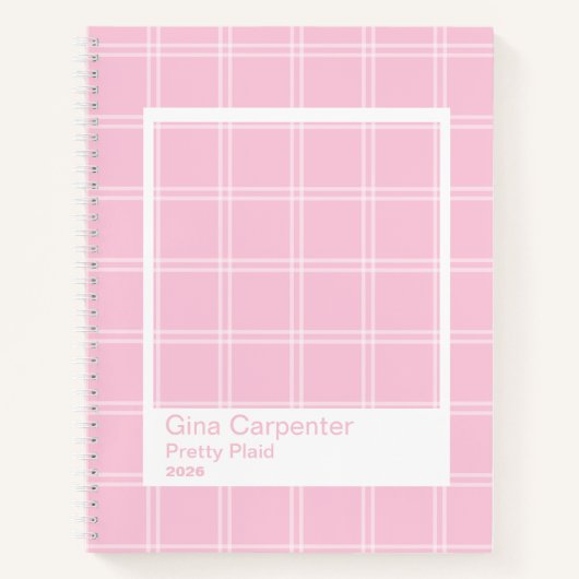 Strak roze ruitjes transparant frame notitieboek (Voorkant)
