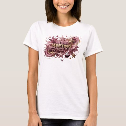 Strak Roze WIJN AFSPRAAK GEPLAND Statement T-shirt (Voorkant)