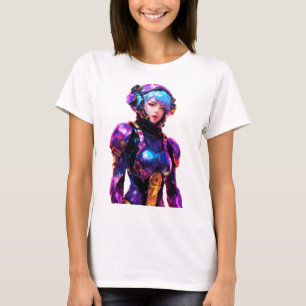 Strak ruimtepak gedragen door een vrouw t-shirt