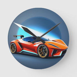 Strak sportauto met modern design ronde klok