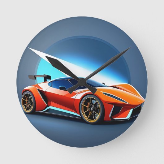 Strak sportauto met modern design ronde klok (Voorkant)