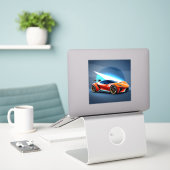 Strak sportauto met modern design sticker (Laptop op bureau)