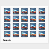 Strak sportauto met modern design vierkante sticker (Vel)
