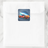 Strak sportauto met modern design vierkante sticker (Tas)