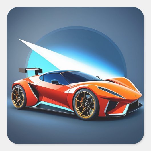 Strak sportauto met modern design vierkante sticker (Voorkant)