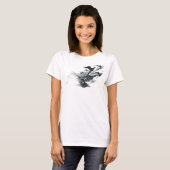 Strak Zilver Abstract Vogels Modeprint T-shirt (Voorkant volledig)
