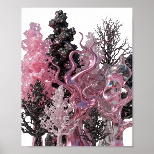 Strak Zilver ABSTRACTE KUNST Abstract ontwerp Poster (Voorkant)