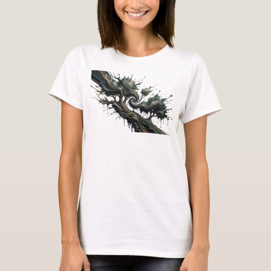 Strak Zilver ABSTRACTE KUNST Design T-shirt (Voorkant)