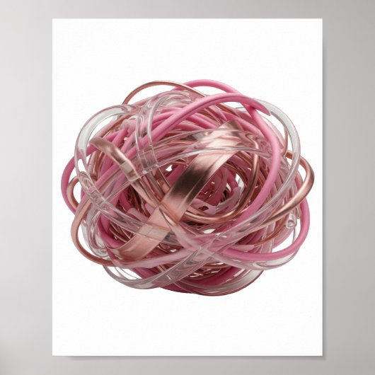 Strak Zilver ABSTRACTE KUNST Grafisch ontwerp Poster (Voorkant)