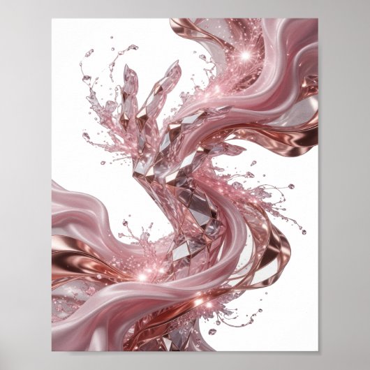 Strak Zilver ABSTRACTE KUNST Grafisch ontwerp Poster (Voorkant)