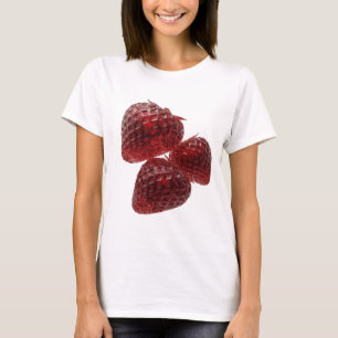Strak Zilver DRIE RODE AARDBEIEN Aangepast ontwerp T-shirt
