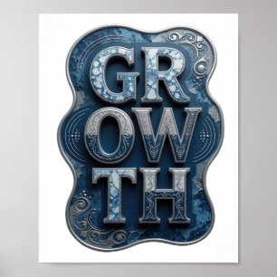 Strak Zilver GROWTH Tekst Design Poster