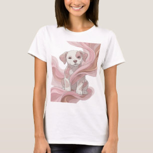 Strak Zilver ROZE PUPPY Grafisch ontwerp T-shirt