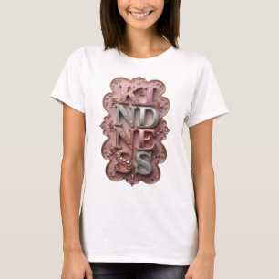 Strak Zilver VRIENDELIJKHEID Artistiek Motief T-shirt