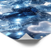 Strak Zilveren BLUE HEARTS Poster (Hoek)