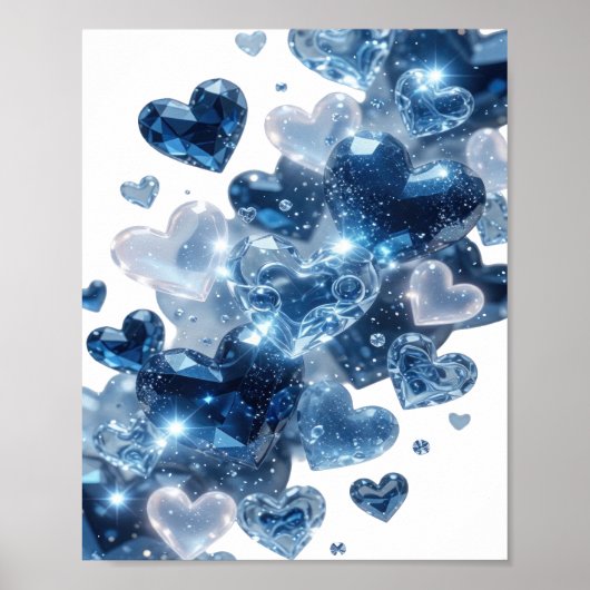Strak Zilveren BLUE HEARTS Poster (Voorkant)