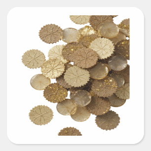 Strak Zilveren Gouden Bladeren Sticker Motief