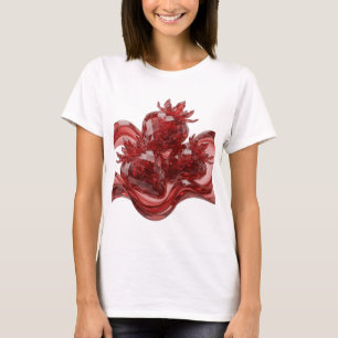 Strak Zilveren RODE GLAS AARDBEIEN 3D Tekst Kunst T-shirt