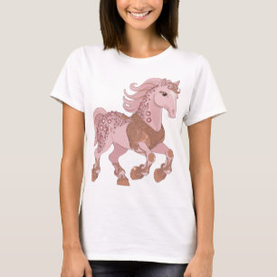 Strak Zilveren ROZE JEWELLED PAARD Grafisch ontwer T-shirt