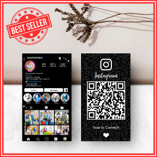 Strak Zwart Huishoudelijk Instagram QR Visitekaartje