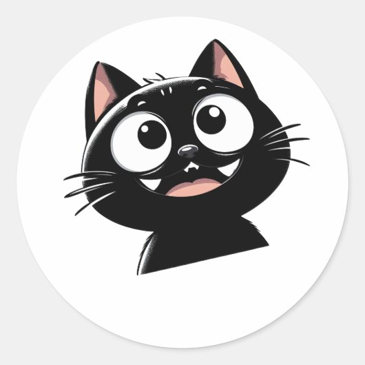 Strak zwart kat ontwerp ronde sticker (Voorkant)